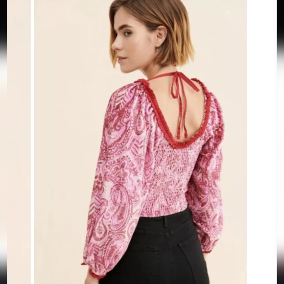 New Free People‎ Dare Me Velvet Blouse Top Small - Picture 8 of 8